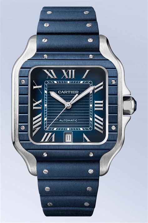 blue dial cartier santos|cartier santos blue pvd.